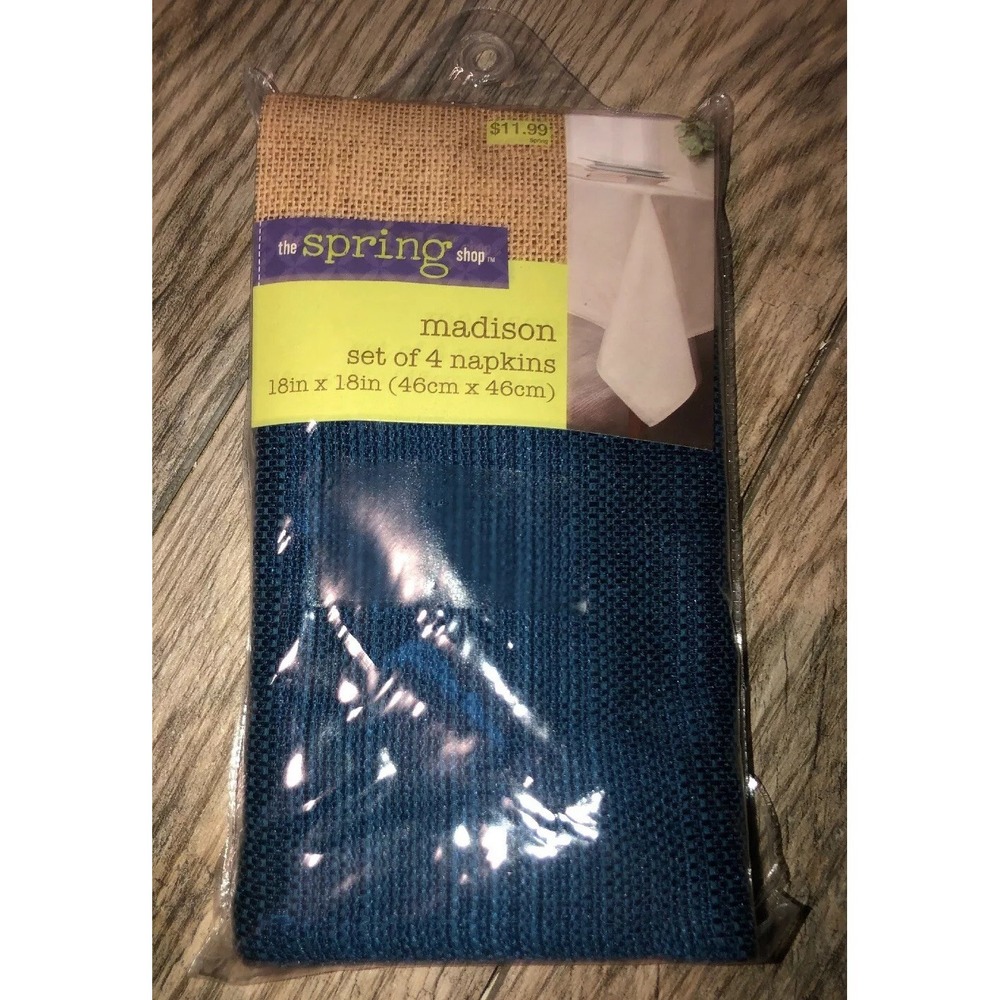New THE SPRING SHOP‎ SET OF 4 NAPKINS 18 X 18 MADISON BLUE COTTON POLY